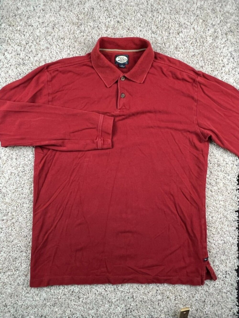 Tommy Bahama Polo Shirt Mens Medium Cotton Red Casual Long Sleeve Shirt